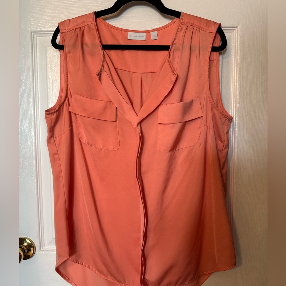 Coral satin tank top